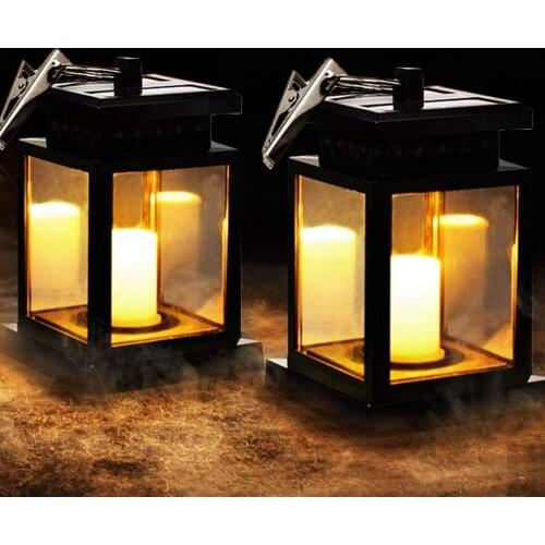 2 Pack Handing Solar Lantern Light Outdoor Solar Candle Lantern Flickering For Garden Patio Yard Solar Lamp Solar Umbrella Light