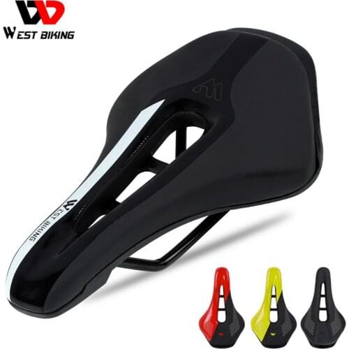 WEST BIKING Bicycle Saddle Shock Absorbing Anti-skid MTB Road Cycling Mountain Bike Saddle PU Leather Waterproof Bicycle Parts