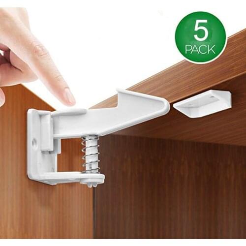 5Pcs Baby Safety Lock for Drawer Cabinet Door Invisible Buckle Closet Locks Children Protection Baby Security Lock