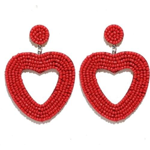 JOUVAL Summer Fresh Heart Beaded Earrings For Women Girl Boho Big Dangle Drop Earrings Female Wedding Party Jewelry Accessories
