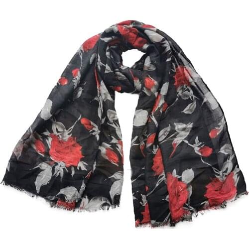 2021 Women Rose Floral Printed Pattern Cotton Scarf Shawls Wraps Hijabs 10pcs/lot