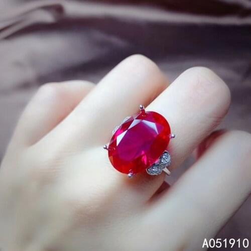 KJJEAXCMY boutique jewelry 925 sterling silver inlaid Red corundum gemstone female ring trendy popular