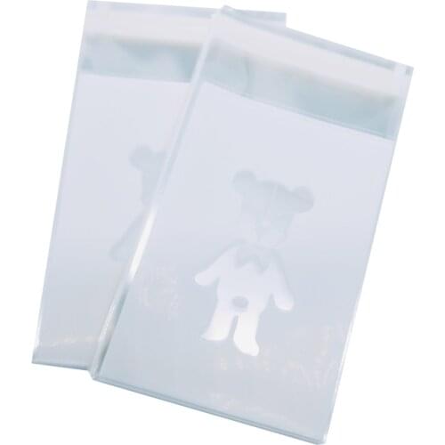 100pcs/lot 7*10cm Lovely Bear Transparent Small Plastic Bag Self-adhesive DIY Gift Food Packing Bag