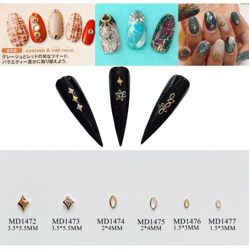 100pcs/bag Nail Art Metal 3D Charms Stud Star Horse-Eye Rice Stud Metal Stud MD1472-1477