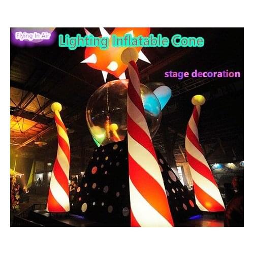 2m/3m/5m Lighting Decorative Inflatable Cone for Stage Decoration