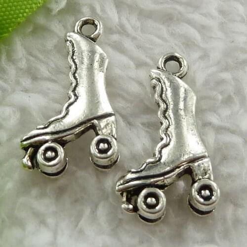 220 pieces antique silver ice skate charms 21x11mm #1751