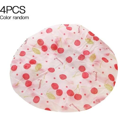 4Pcs Double-layer Shower Cap Waterproof Elastic Hair Wrap Flexible Hair Bath Cap Random Color