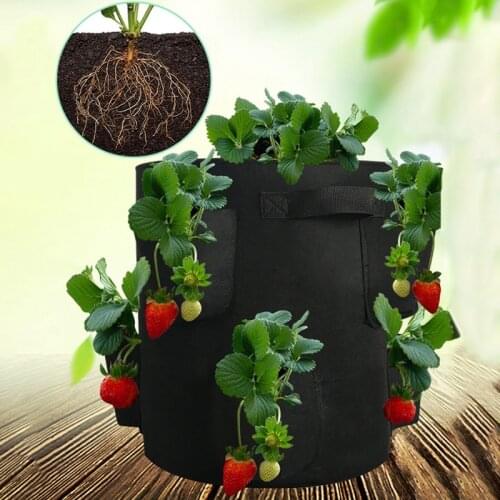 5/10 Gallons Strawberry Planting Bag DIY Planter Grow Bags Felt Fabric Grow Pots Hanging Garden Grow Bag Vertical Garden Pot