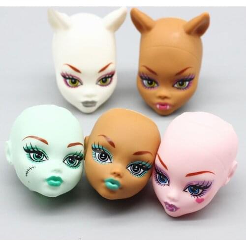 5PCS/LOT Hot Sale Monster Doll Heads Plastic DIY Makeup Dolls Heads