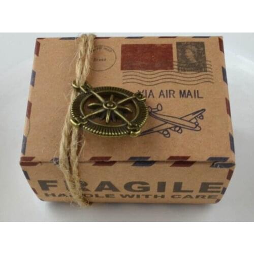 6.5*3.5*4.5cm Vintage Inspired Airmail Favor Box Kraft Favor Box Wedding Favor Candy Boxes Gift Box 100piece\lot Free shipping