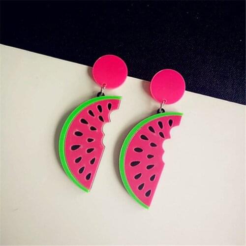 Acrylic Watermelon Women Earrings Big Crazy Fruit Drop Earrings for Bar Party Girls Fashion Jewelry