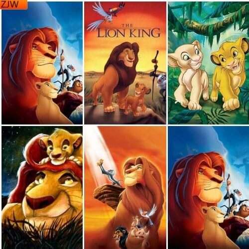 Disney 5D DIY Diamond Painting Lion King Movie Lion King Diamond Inlaid DIY Full Diamond Embroidery Living Room Home Decoration