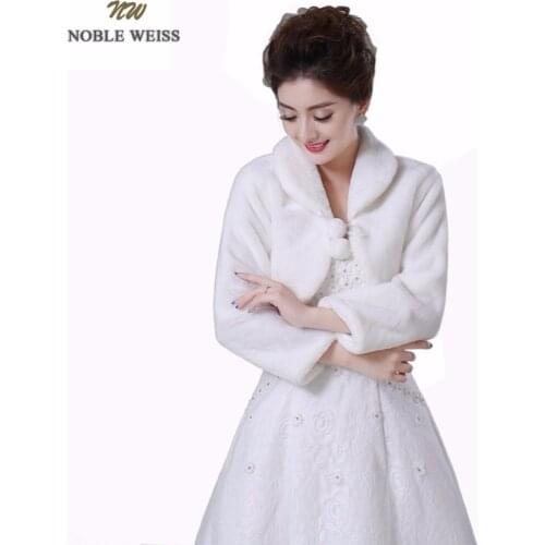 NOBLE WEISS In Stock Long Sleeves Fur Boleros Wedding Jacket Wedding Wrap 0905