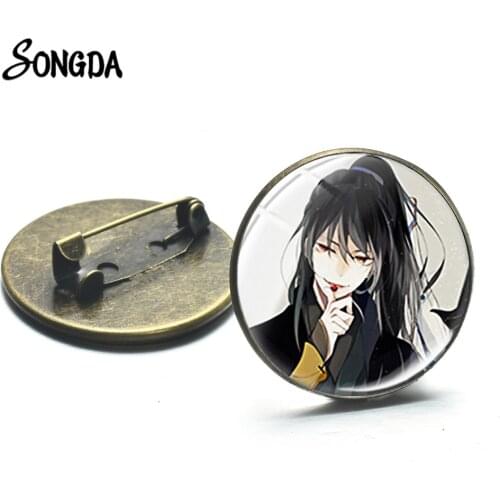 Mo Dao Zu Shi Anime Series Brooches The Untamed Glass Art Picture Lapel Pin Wei Wuxian Lan Wangji Cartoon Badges for Bag Clothes