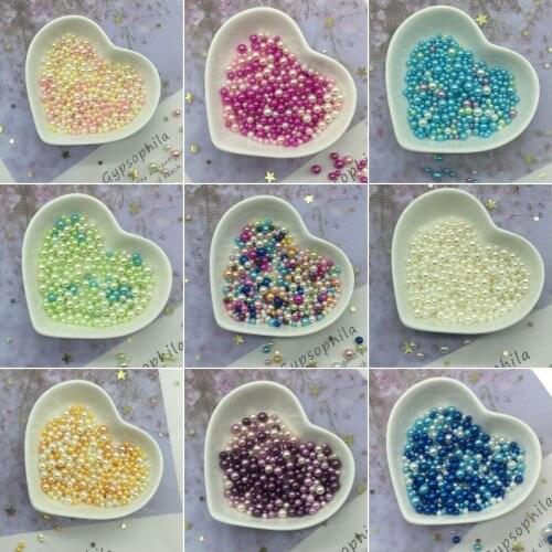 Mix Color 2/3/4/5mm Round Pearls Resin Imitation Charms Jewelry Beads Without Holes for DIY Craft Scrapbook Decoration 10g