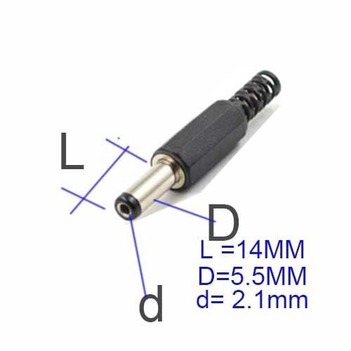 DC Plug/Socket 5.5mm x 2.1mm x 14mm power adapter black