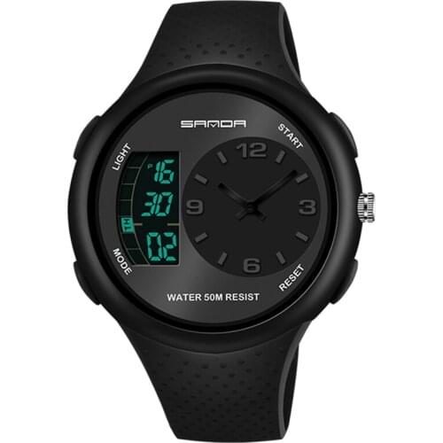 Mens double display multi-function digital wristwatches fashion youth student waterproof luminous alarm sport quartz watches