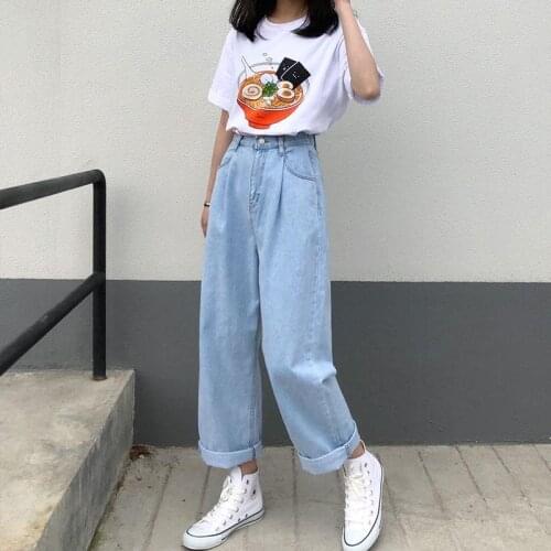 Streetwear Jean Baggy High Waist Jeans Female Boyfriend Loose Casual Straight-leg Pants Comfort Summer Solid Color Trousers