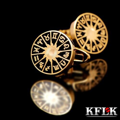 KFLK 2020 Luxury shirt cufflinks for mens Gift Brand cuff button Constellation cuff link Gold High Quality abotoaduras Jewelry