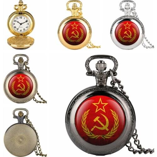 Classic Mens Pocket Watch Party Emblem Design Pocket Watch for Boy Arabic Number Quartz Pocket Watches for Teenager