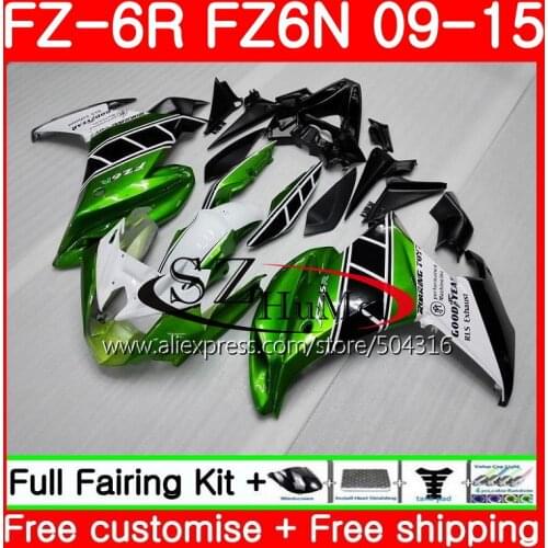 Body For YAMAHA FZ6N FZ6 FZ6R 09 10 11 12 13 14 15 Green white 75SH21 FZ-6R FZ 6R 2009 2010 2011 2012 2013 2014 2015 Fairings