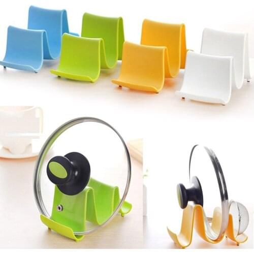 Kitchen Tools Pot Cover Lid Shelves Spoon Storage Rack Wave Design Plastic Cooking Accessories Pot Lid Pan Shelf