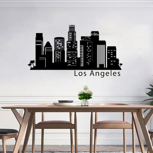 Los Angeles California City Skyline Wall Decal Sticker Art Vinyl Removable Cityscape Office Livingroom Decor Building Gift LL898