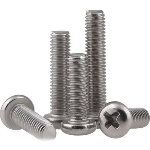 M4 304 Stainless Steel Round Head Screw GB818 Pan Cross Machine Tooth Screw M4*4/5/6/8/10/12/14...100mm