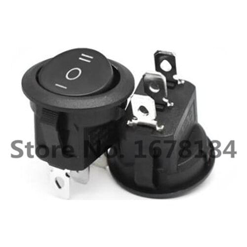 100Pcs 16mm Diameter Small Round Black 3 Pin 6A/125V 3A/250V SPDT ON-OFF-ON Rocker Switch Snap-in