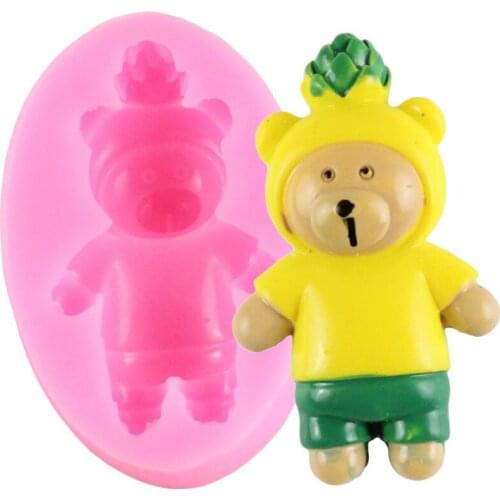Cute Bear Silicone Mold Baby Birthday Cupcake Topper Fondant Molds Cake Decorating Tools Resin Candy Chocolate Gumpaste Moulds