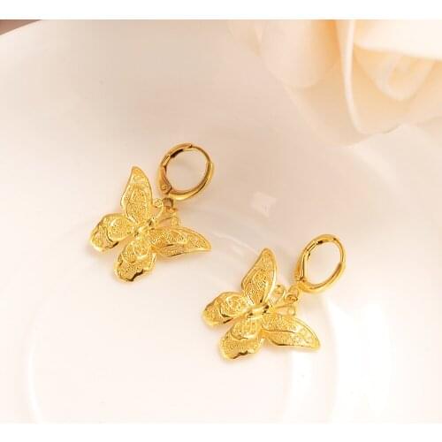 Fashion Bohemian punk Earrings Jewelry gold color butterfly shape drop Earrings Best wedding bridal party Gift for Women Girl
