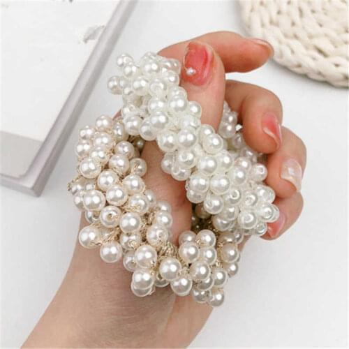 Fashion Elastic Hair Bands Ties Rope Elegant Pearl Crystal Hair Holder Band Women Girls Ponytail Hairband