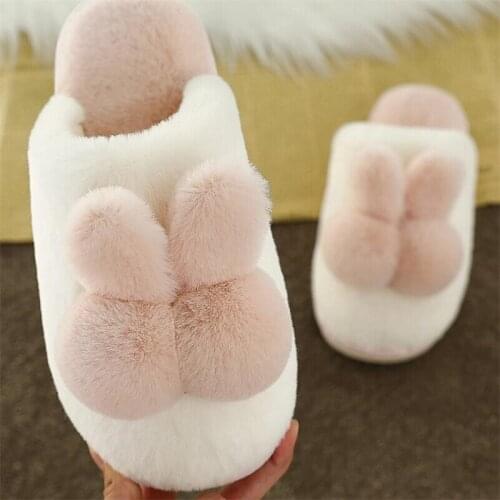 Couples Mules Flat Warm Cute Womens Shoes for Woman Winter Furry Slippers Women Cartoon Shoes Indoor House Bedroom Slippers Men