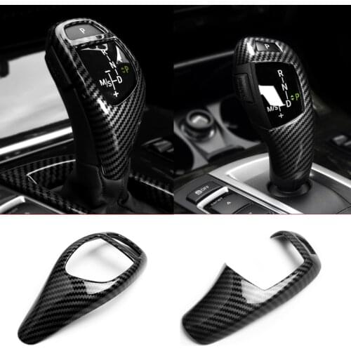 For BMW 1 3 4 5 7 Series X1 X3 X4 X5 X6 F30 F10 F15 F16 F01 E70 E71 Carbon Fiber Gear Shift Knob Cover Sticker Trim Car Styling