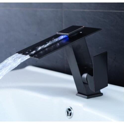 New Free shipping chrome/nickel or ORB finished Hot and Cold basin faucet sink tap high quality LED brass mixer