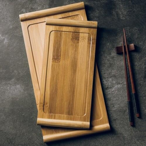 All bamboo wooden tray Japanese restaurant wine set tea set wood plate oblong size tableware accessories