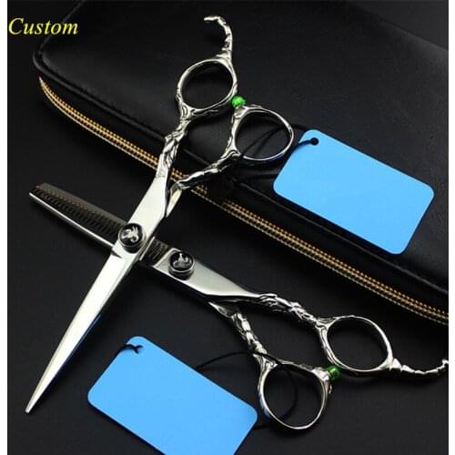 Custom professional japan 440c 6 inch scorpion hair scissors cutting makas barber thinning shears haircut hairdressing scissors