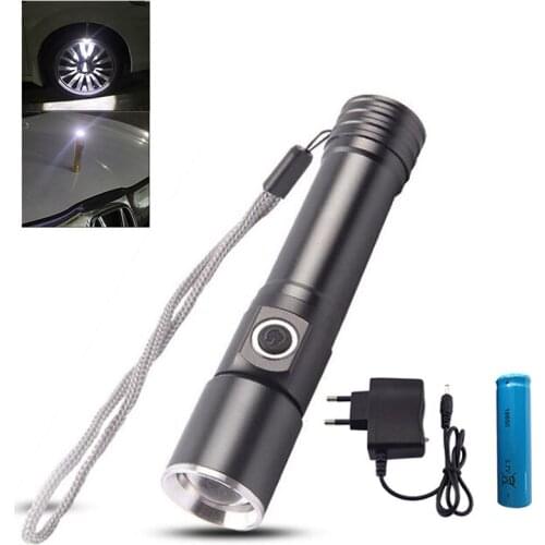 Q5 led flashlight Portable Magnet Lanterna 18650 Tactical Flash light lamp Torch Powerful 1600 Lumens Zoomable car Linterna
