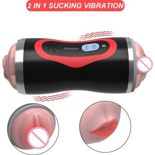 Realistic Vagina Male Masturbator Cup Vibrator Stimulate Glans Blowjob Deep Throat Airplane Cup Sex Toys For Men Adult Goods 18