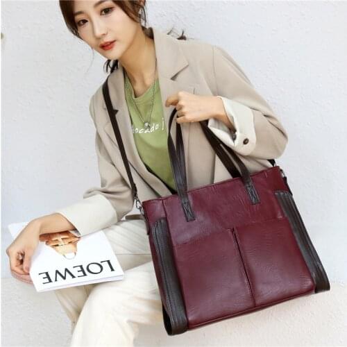 FUNMARDI Luxury Large Capacity Handbags Shoulder Bag Vintage Tote Bags Soft Leather Top-Handle Bag Casual Crossbody Bag WLHB2321