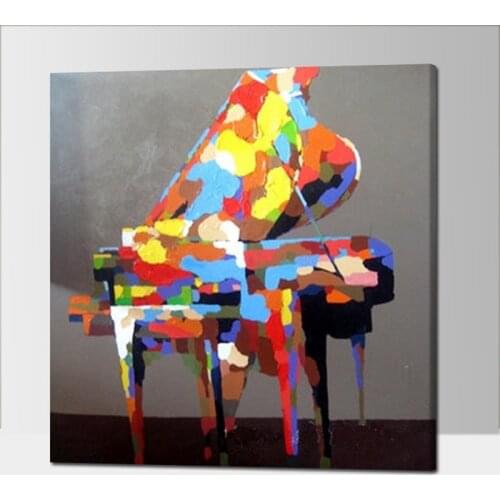 Hand Painted Colorful Piano Oil Painting Modern Abstract Musical Instrument Canvas Painting for Bedroom Wall Art Artwork Unframe