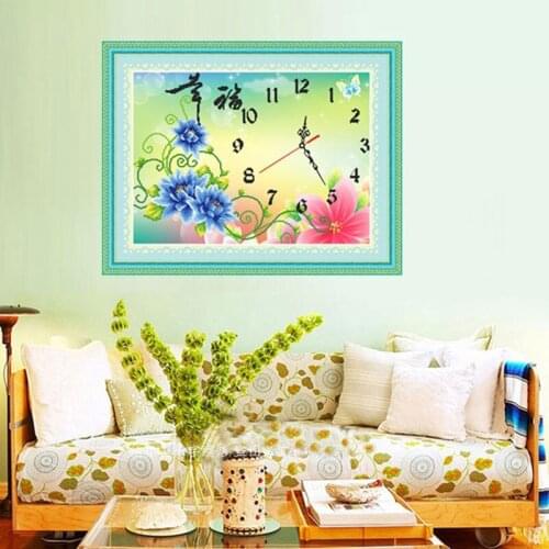 Needlework 5d Diamond Painting Cross Stitch Clock Rose Flower Diamond Embroidery Beautiful Wall Clock Round Diamond Picture