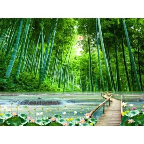 Wallpaper roll size living room bedroom Bamboo forest bridge 3d wall murals wallpaper 3D TV background wall