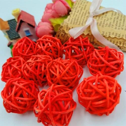 10pcs 3cm Rattan Balls Red Sepak Takraw LED String Lights Garlands Favors Hotels Bar Wedding Christmas Party Decorations