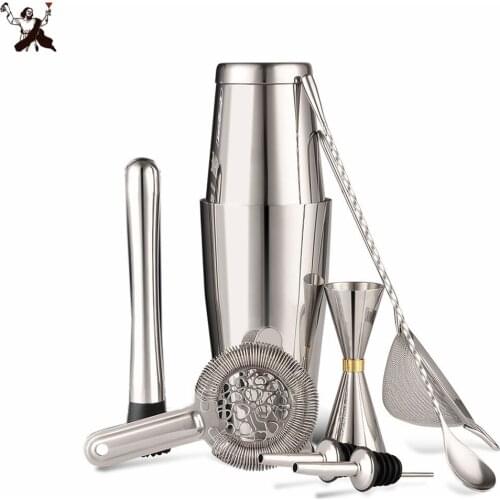 Stainless Steel Cocktail Shaker 8pcs Bar Set Cocktail Apparatus Boston Shaker Bartender browserKit Bars Set Tools
