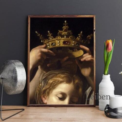 Nordic Queen Retro Poster Woman Crown Portrait Vintage Canvas Prints Art Wall Painting Home Decoration Living Room Picture Mural