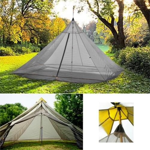 620g Ultralight Camping Inner Tent 4 Persons 3 Seasons 40D Nylon Breathable Mesh Rodless Octagonal Pyramid Bottomless Large Tent
