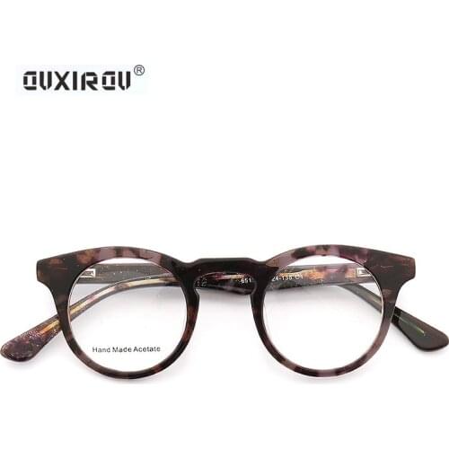 Vintage Round Hand Made Eyeglasses Man Cat Eyes Computer Optical Glasses Frame Women Acetate Eyeglass Eyewear Top Quality 6511