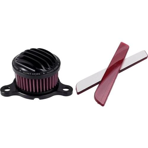 Motorcycle Air Cleaner Intake Filter with 2X Red Reflectors for Latch Lock Cover