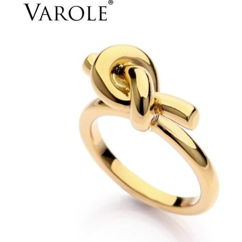 VAROLE Brand New Fashion Trendy Knot Rings For Women Classic Design Gold Color Jewelry Anel Wholesale